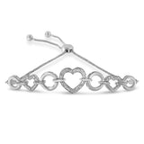 .925 Sterling Silver Diamond Accent Interlinking Triple Heart 4"-10" Adjustable Bolo Tennis Bracelet Bolo Bracelet