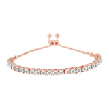 10k Rose Gold Plated Sterling Silver 1/4carat. Total Diamond Weight Diamond Tennis Bolo Adjustable Bracelet