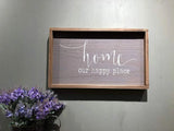 Home Our Happy Place Wood Wall Framed Sign Natural Wood Wall Decor 19.5x11.5inches