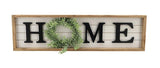 Wooden Framed Home Plaque with Green Wreath for The O|Housewarming Home Decor-Large Farmhouse Home Signs Plaque Wall Hanging Decor for Mantle Living Room. 31.5x1.25x8.75"