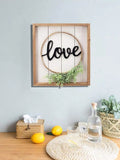 Love Decorative Sign Decor for Wall- Rustic Farmhouse Accent Love Sign Plaque with PVC Green Leaf for Living Room and Kitchen. 13.75"x1.25"x15"