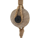 Industrial Decorative Iron Faux Pulley Tackle with Jute Rope and Hook 23 x 4 x 4.75 Inches (Red)