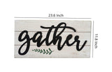 Gather Rustic Metal 3D Quote on White Wood Wall Decor Sign Plaque 23.6 x 11.8 x 1.8 Inches (Gather)