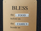 Wood Framed Wall Sign with Metal Christian Quote - Belss The Food Before Us The Family Beside Us and The Love Between Us Amen- Farmhouse Rustic Home Decor- Christian Gift