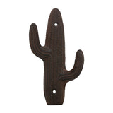 Retro Cast Iron Cactus Wall Hooks- Decorative Wall Hanging Hooks for Coat Towel Keys and More- Antique Brown- Set of 3