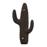 Retro Cast Iron Cactus Wall Hooks- Decorative Wall Hanging Hooks for Coat Towel Keys and More- Antique Brown- Set of 3