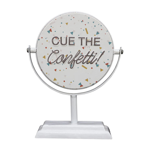 XOXO/CUE The Confetti - 2 Sided Rotating Metal Table Top Decoration- Embossed Metal Signs for Home Decoration-6 x 2.5 x 7.875 Inches