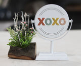 XOXO/CUE The Confetti - 2 Sided Rotating Metal Table Top Decoration- Embossed Metal Signs for Home Decoration-6 x 2.5 x 7.875 Inches