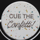 XOXO/CUE The Confetti - 2 Sided Rotating Metal Table Top Decoration- Embossed Metal Signs for Home Decoration-6 x 2.5 x 7.875 Inches