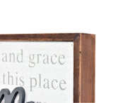 We Open Our Home in Love and Grace and Ask God's Blessing in This Place Rustic Wood Framed Family Sign-3D Welcome Word Wall Plaque