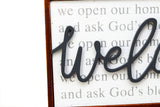 We Open Our Home in Love and Grace and Ask God's Blessing in This Place Rustic Wood Framed Family Sign-3D Welcome Word Wall Plaque