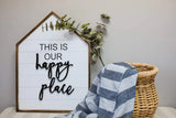 This is Our Happy Place Wood Framed Family Sign-3D Happy Place Word Wood Wall Decor-Large Farmhouse Hanging Decor|Wall Plaque for Living Room