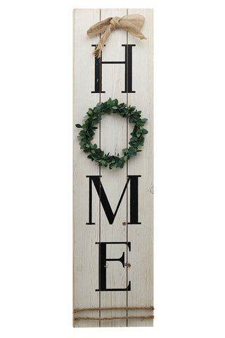 Wooden Home Plaque with Green Wreath|Large Farmhouse Home Signs Plaque Wall Hanging Housewarming Home Decor for Mantle Living Room.