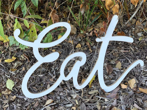 Whitewashed Wood Cutout Eat Wall Decor- Farmhouse Rustic Eat Sign for Kitchen or Dining Room-24