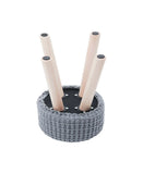 Cotton Hand Knitted Multipurpose Vanity Seat- Foot Rest- Modern Makeup Dressing Stool or Ottomans with 4 Solid Wood Legs - 11"X11"X16"- Gray