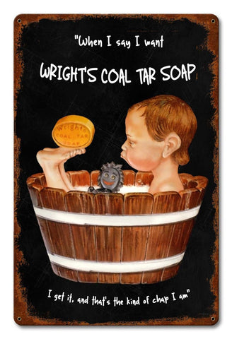 Wrights Coal Tar Soap Vintage Sign Metal Sign