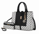 Yuliana Circular M emblem Print Satchel Bag with Wallet - 2 pieces