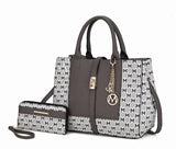 Yuliana Circular M emblem Print Satchel Bag with Wallet - 2 pieces