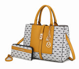 Yuliana Circular M emblem Print Satchel Bag with Wallet - 2 pieces