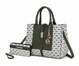 Yuliana Circular M emblem Print Satchel Bag with Wallet - 2 pieces