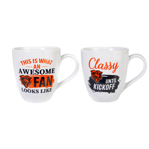 Chicago Bears Coffee Mug 17oz Ceramic 2 Piece Set with Gift Box