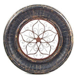 Round Wooden Wall Frame with Iron Decor Center