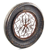 Round Wooden Wall Frame with Iron Decor Center