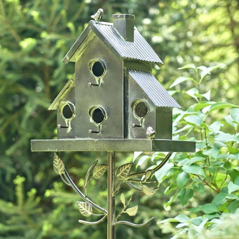 Tall Galvanized Condo Birdhouse Stake 