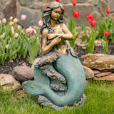 Mermaid Sitting on Rock Garden Statue