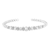 .925 Sterling Silver 1/4 Cttw Diamond Rondelle Graduated Ball Bead Cuff Bangle Bracelet (I-J color, I2-I3 clarity) - Fits wrists up to 7 1/2 inches