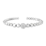 .925 Sterling Silver 1/6 Cttw Diamond Rondelle Graduated Ball Bead Cuff Bangle Bracelet (I-J color, I2-I3 clarity) - Fits wrists up to 7 1/2 inches