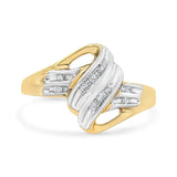 10K Yellow and White Gold 1/15 Cttw Round-Cut Diamond Bypass Ring (I2 Color, I-J Clarity)