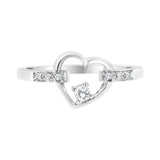 14K White Gold 1/8 Cttw Channel Set Round-Cut Diamond Heart Ring (H-I Color, SI2-I1 Clarity)