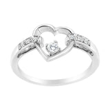 14K White Gold 1/8 Cttw Channel Set Round-Cut Diamond Heart Ring (H-I Color, SI2-I1 Clarity)