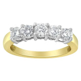 14KT Two Toned Gold 5 Stone Diamond Ring (1 cttw, H-I Color, SI1-SI2 Clarity)