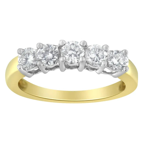 14KT Two Toned Gold 5 Stone Diamond Ring (1 cttw, H-I Color, SI1-SI2 Clarity)