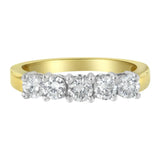 14KT Two Toned Gold 5 Stone Diamond Ring (1 cttw, H-I Color, SI1-SI2 Clarity)