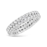 14K White Gold 2.0 Cttw Round-Cut Diamond Double Row Eternity Band Ring (H-I Color, SI1-SI2 Clarity)