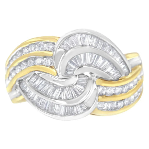 10KT Two-Toned Gold Diamond Bypass Ring (1 cttw, H-I Color, SI1-SI2 Clarity)