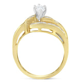 14KT Two-Toned Gold Marquise, Baguette and Round Cut Diamond Bypass Ring (1 cttw, H-I Color, SI1-SI2 Clarity) ()