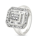 .925 Sterling Silver Round & Baguette Diamond Ring (1 Cttw, I-J Color, I2-I3 Clarity)