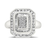 .925 Sterling Silver Round & Baguette Diamond Ring (1 Cttw, I-J Color, I2-I3 Clarity)