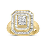 10K Yellow Gold over .925 Sterling Silver Diamond Square Cocktail Ring (1.15 Cttw, I-J Color, I2-I3 Clarity)