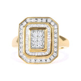 10K Yellow Gold Plated .925 Sterling Silver 1/2 Cttw Round & Baguette Diamond Ring (I-J Color, I2-I3 Clarity)