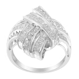 .925 Sterling Silver Diamond Bypass Cocktail Ring (1 Cttw, I-J Color, I2-I3 Clarity)