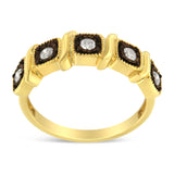 10K Yellow Gold Flashed .925 Sterling Silver Miracle-Set Diamond 5-Stone Ring Band (1/4 Cttw, J-K Color, I2-I3 Clarity)