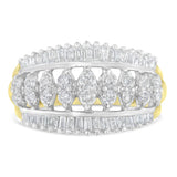 10KT Two-Tone Gold Diamond Cluster Band (1 cttw, I-J Color, I1-I2 Clarity)