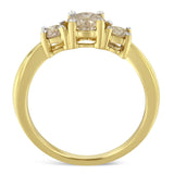 10K Yellow Gold Three Stone Diamond Band Ring (1.00 cttw, J-K Color, I2-I3 Clarity)