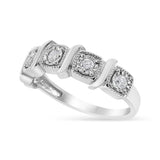 .925 Sterling Silver 1/4 Cttw Miracle Set Diamond 5-Stone Swirl Band Ring (I-J Color, I1-I2 Clarity)