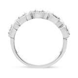 .925 Sterling Silver 1/4 Cttw Miracle Set Diamond 5-Stone Swirl Band Ring (I-J Color, I1-I2 Clarity)